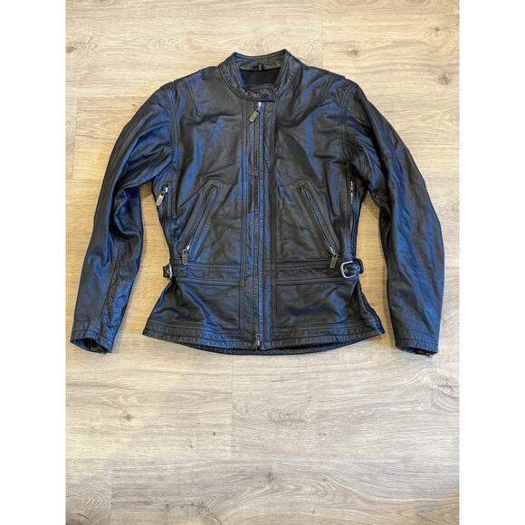 Harley Davidson Women’s Black Leather Motorcycle Jacket Small Genuine Leather - Picture 1 of 11
